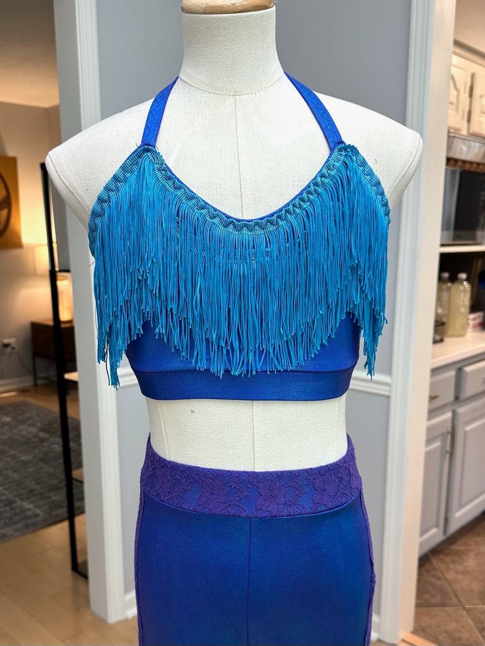 Blue and purple dance costume